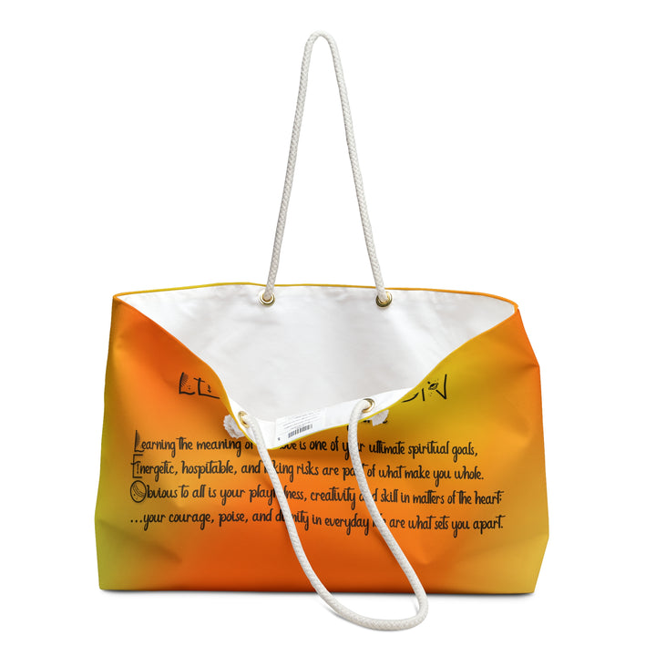 Weekender Bag with Acrostic Poem Spelling out "Leo"