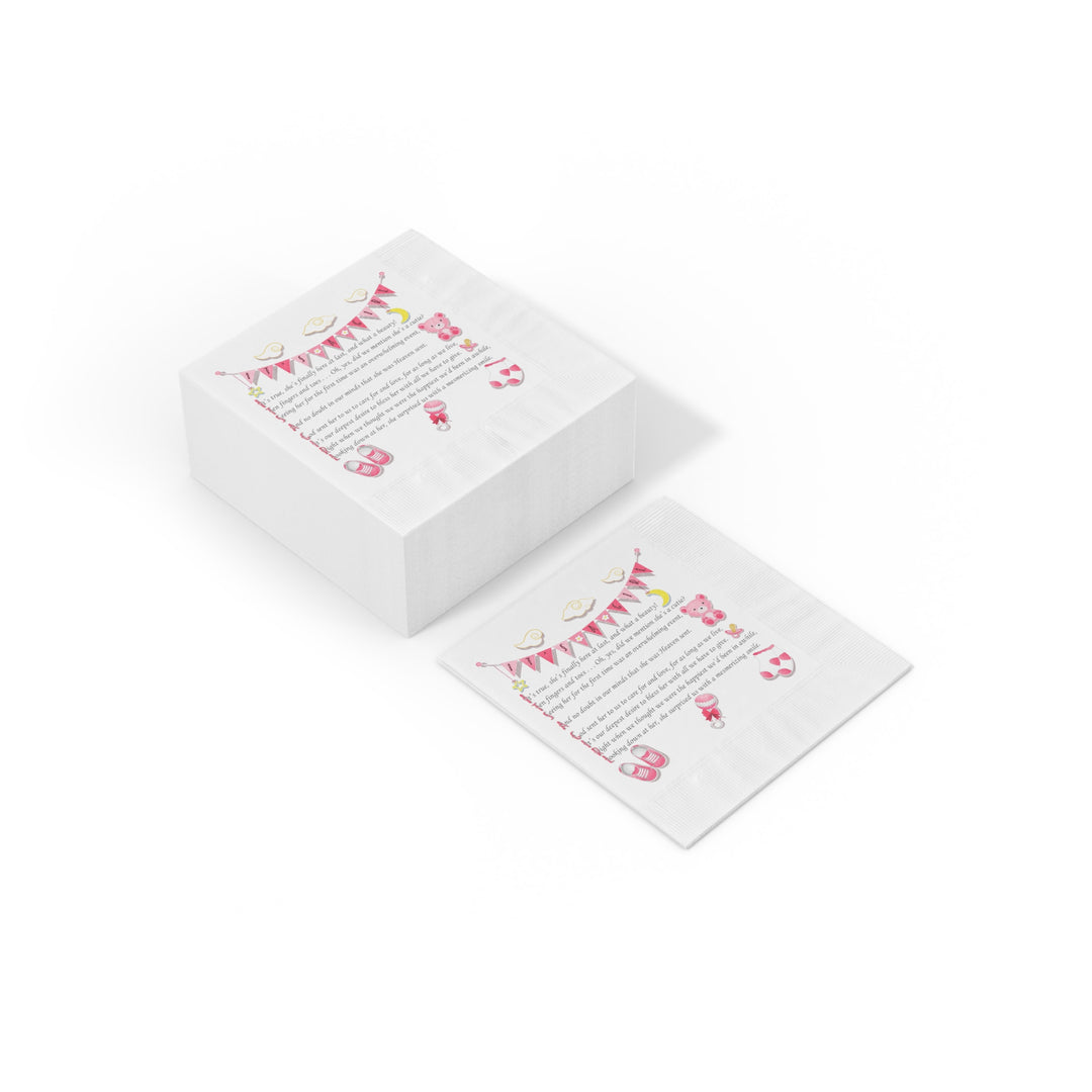 Baby Steps "It's a Girl" White Coined Napkins
