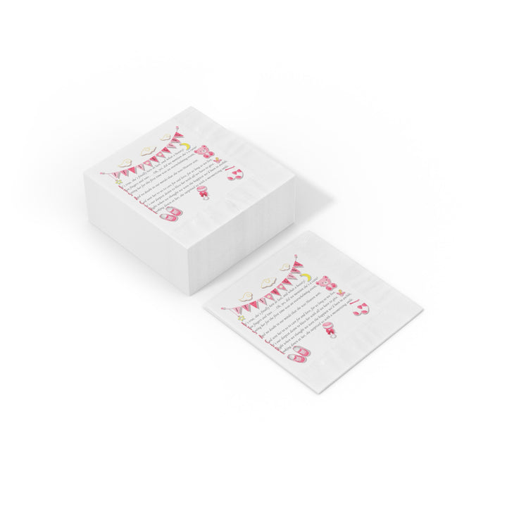 Baby Steps "It's a Girl" White Coined Napkins