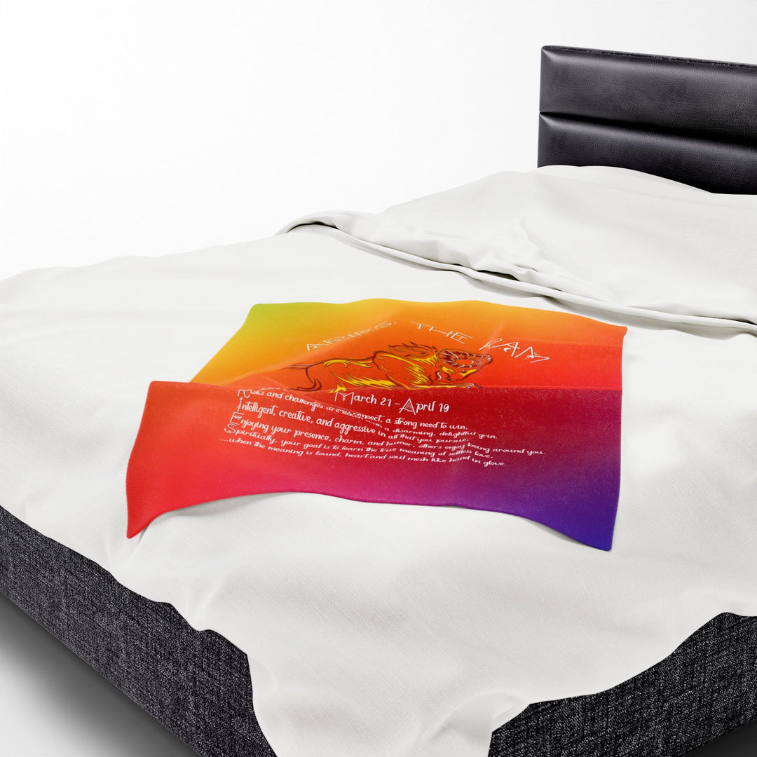 Aries Acrostic Poem Velveteen Plush Blanket - Colored