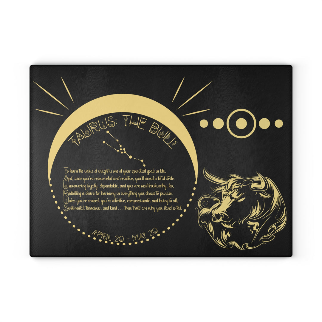 Taurus Acrostic Poem Glass Cutting Board