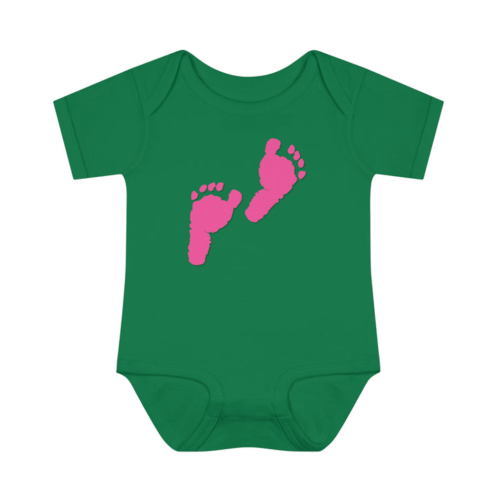 Baby Steps "Baby Feet" Acrostic Poem Bodysuit - Pink Footprints