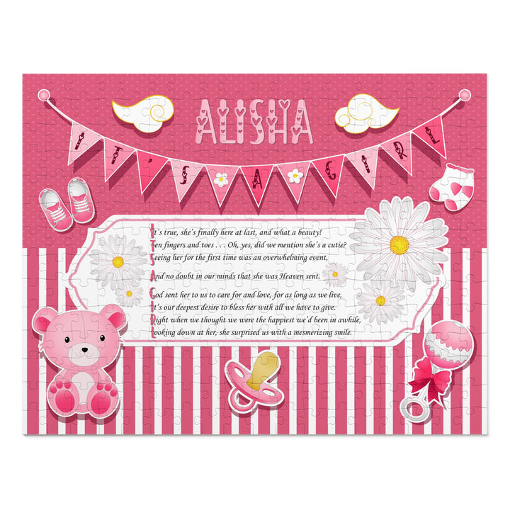 It's a Girl Acrostic Poem Puzzle - Banner and Stripes - Personalized