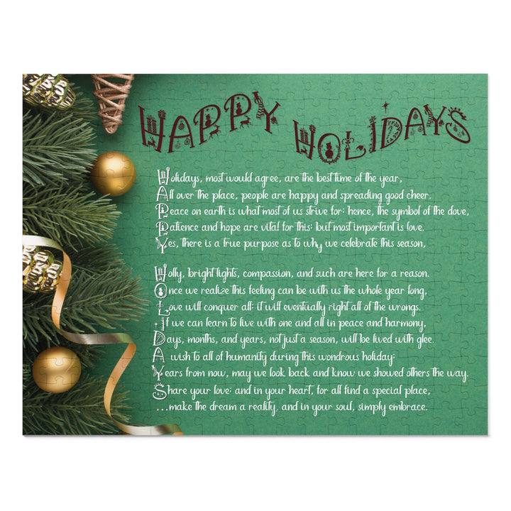 Happy Holidays Acrostic Poem Puzzle - Green Boho - Tin Box