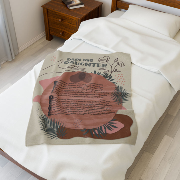 Darling Daughter Acrostic Poem Velveteen Plush Blanket - Boho Design