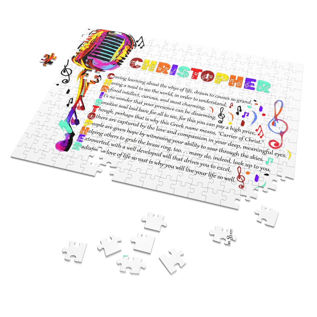 Namesakes Acrostic Name Poem Jigsaw Puzzle - Musical Notes and Mic - Tin Box