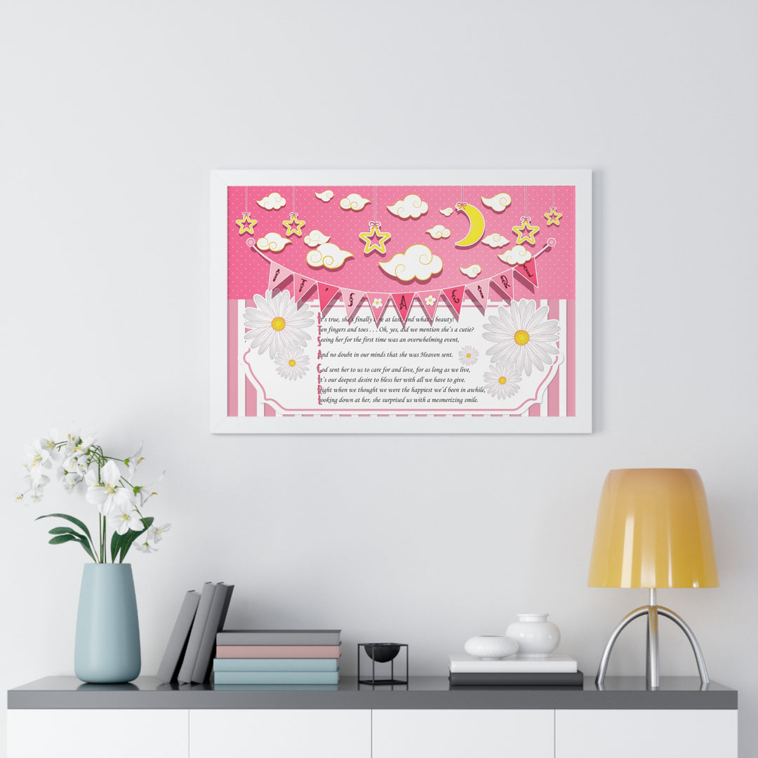 Baby Steps "It's a Girl" Framed Print - Pink Stripes -No Personalization