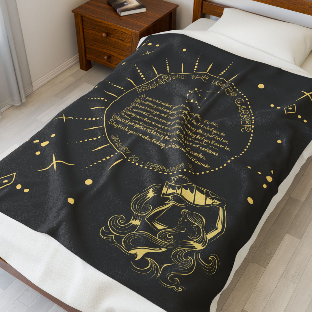 Aquarius Acrostic Poem Velveteen Plush Blanket