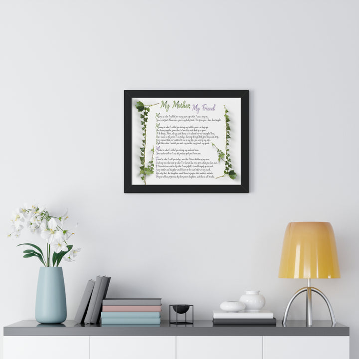 "My Mother, My Friend" Framed Acrostic Poem Print - Soft