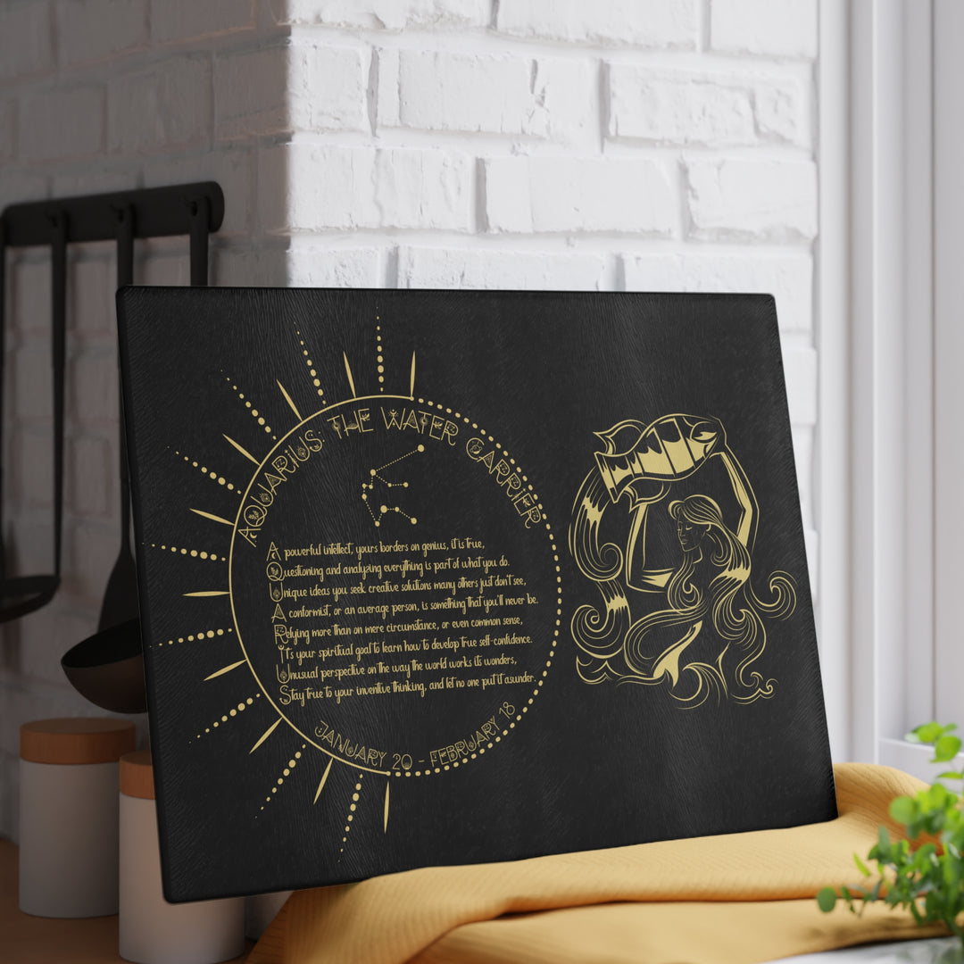 Aquarius Acrostic Poem Glass Cutting Board