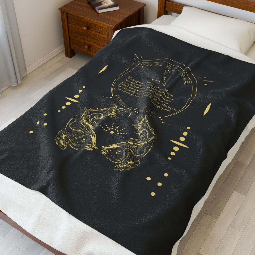 Pisces Acrostic Poem Velveteen Blanket