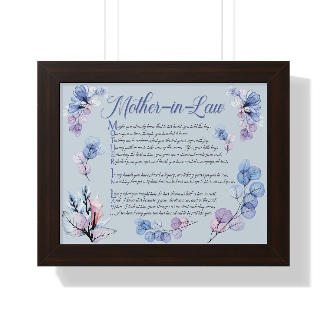 It's Just a Phrase "Mother-in-Law" Framed Horizontal Acrostic Poem Print- Floral