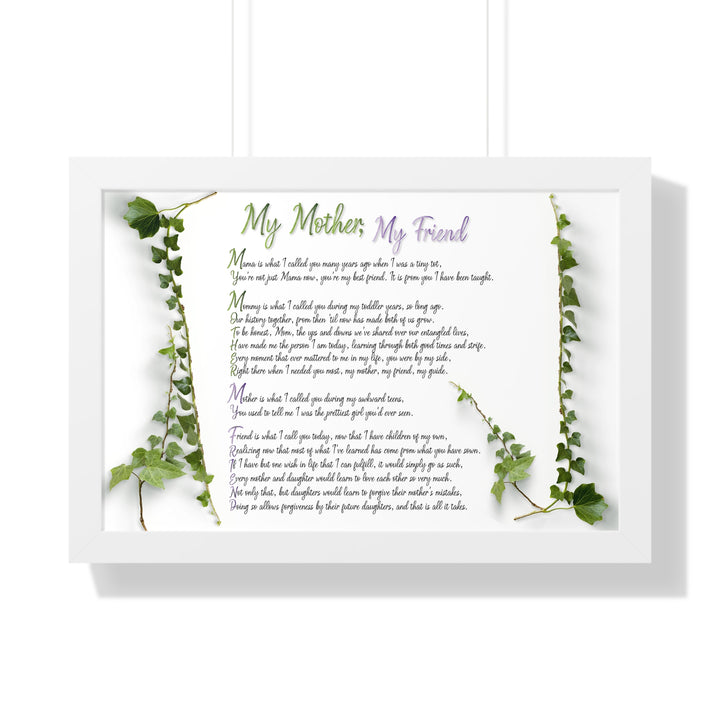 "My Mother, My Friend" Framed Acrostic Poem Print - Soft
