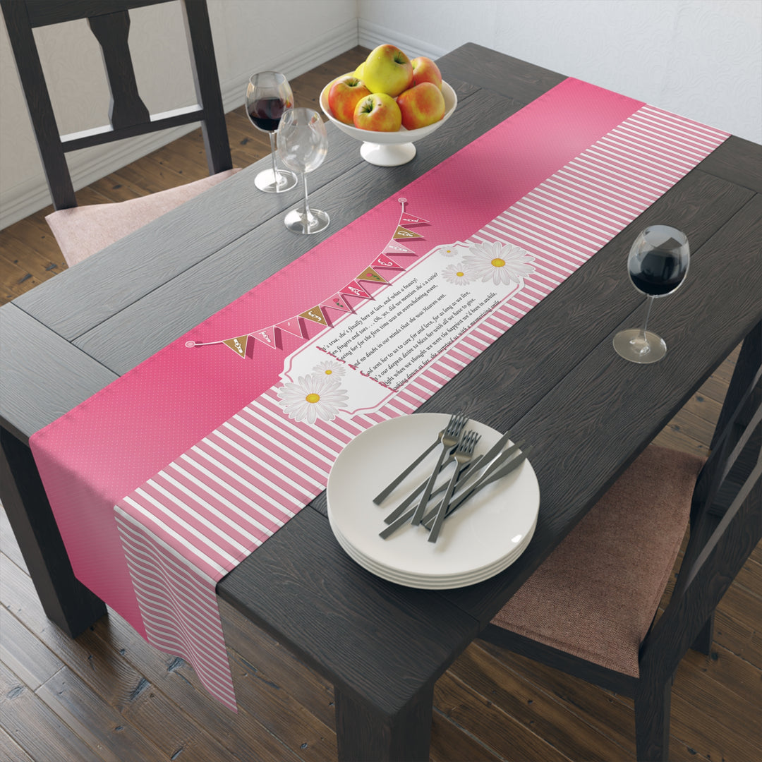 It’s a Girl Table Runner - Pink-White Stripes - No Personalization