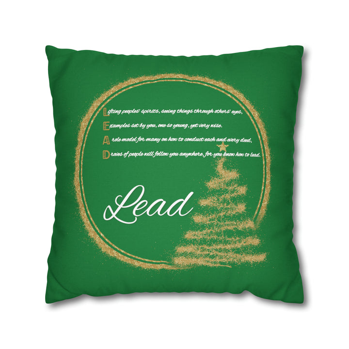 Holiday Pillow Case with Acrostic Poem  from "Learn, Lead, Believe" Collection Spelling out "Lead". Christmas Decor/Gift.