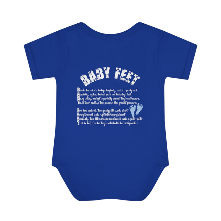 Baby Steps "Baby Feet" Acrostic Poem Bodysuit - Blue Footprints