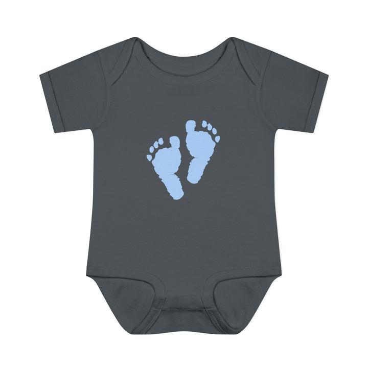 Baby Feet Acrostic Poem Baby Bodysuit - Blue Footprints