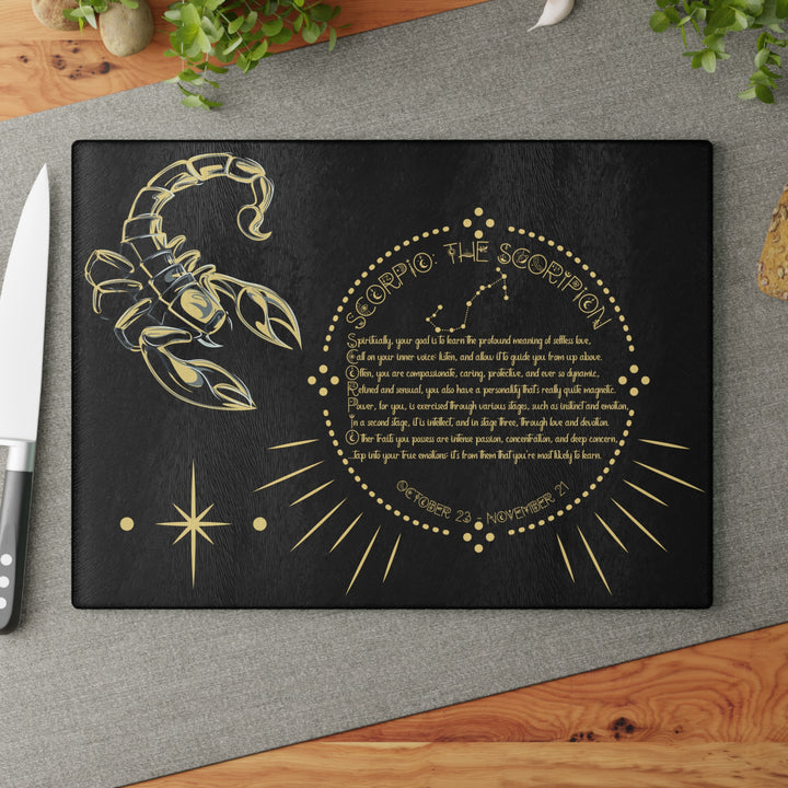 Scorpio Acrostic Poem Glass Cutting Board