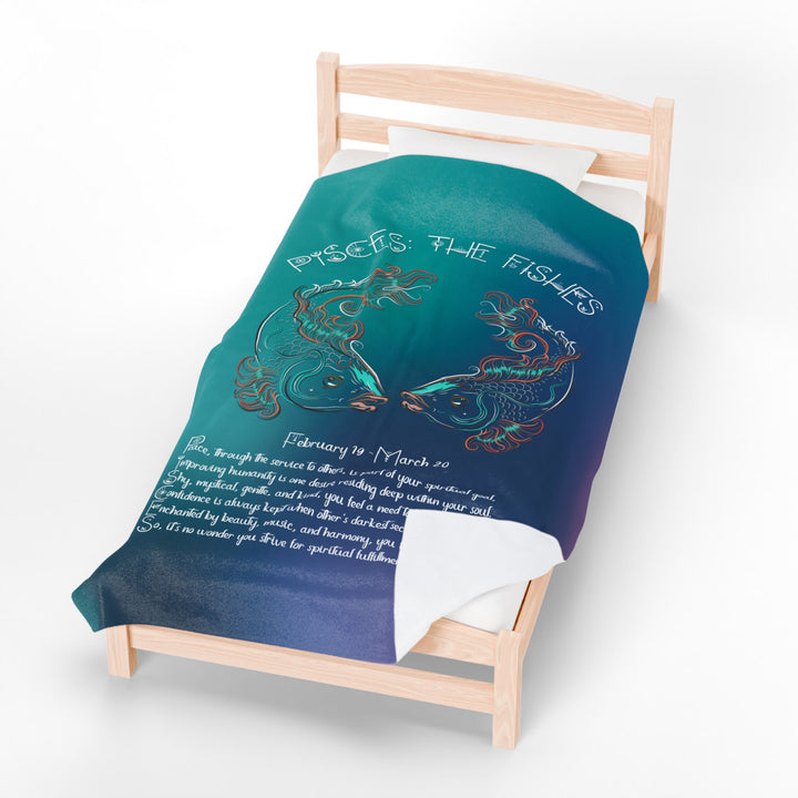 Pisces Acrostic Poem Velveteen Plush Blanket - Colored