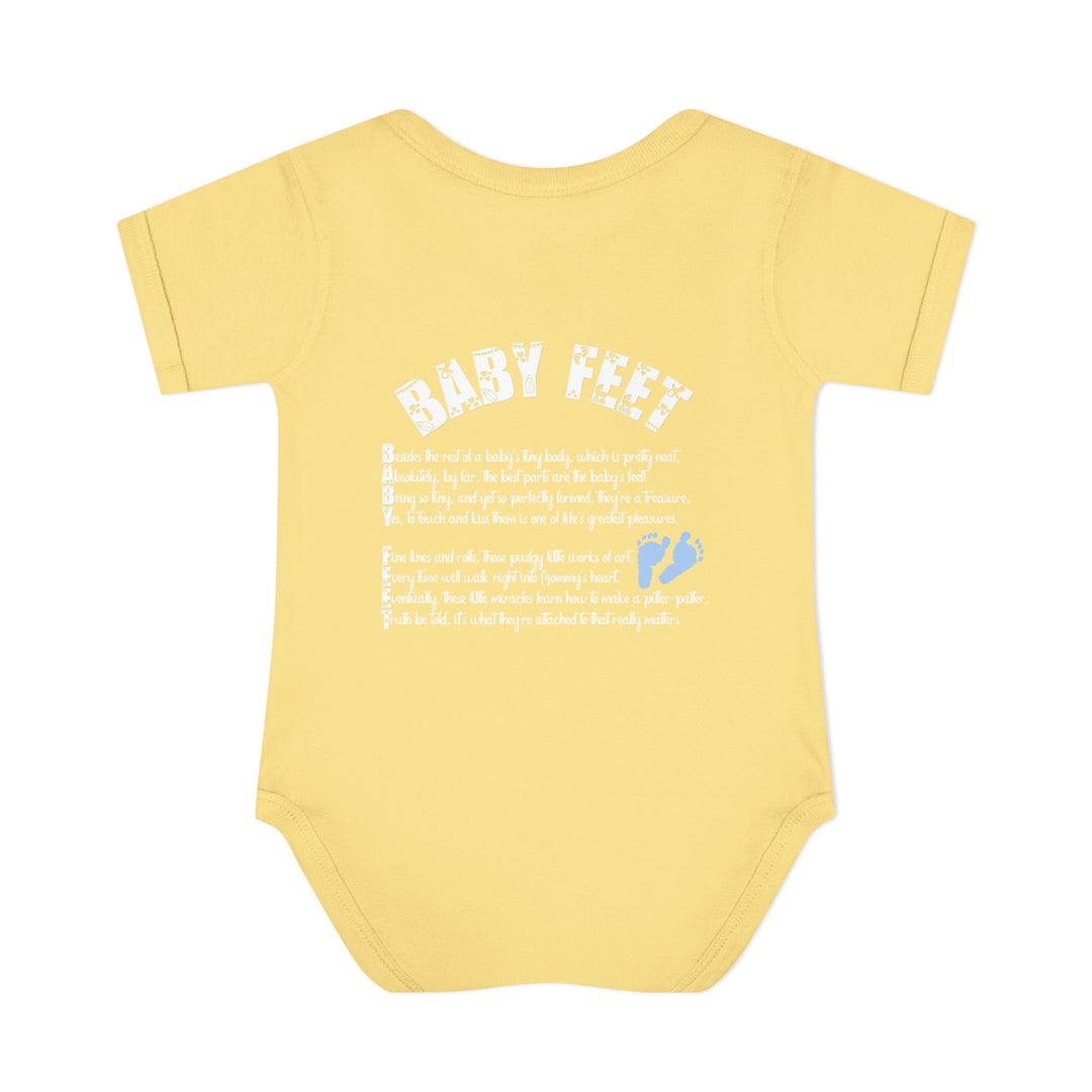 Baby Feet Acrostic Poem Baby Bodysuit - Blue Footprints