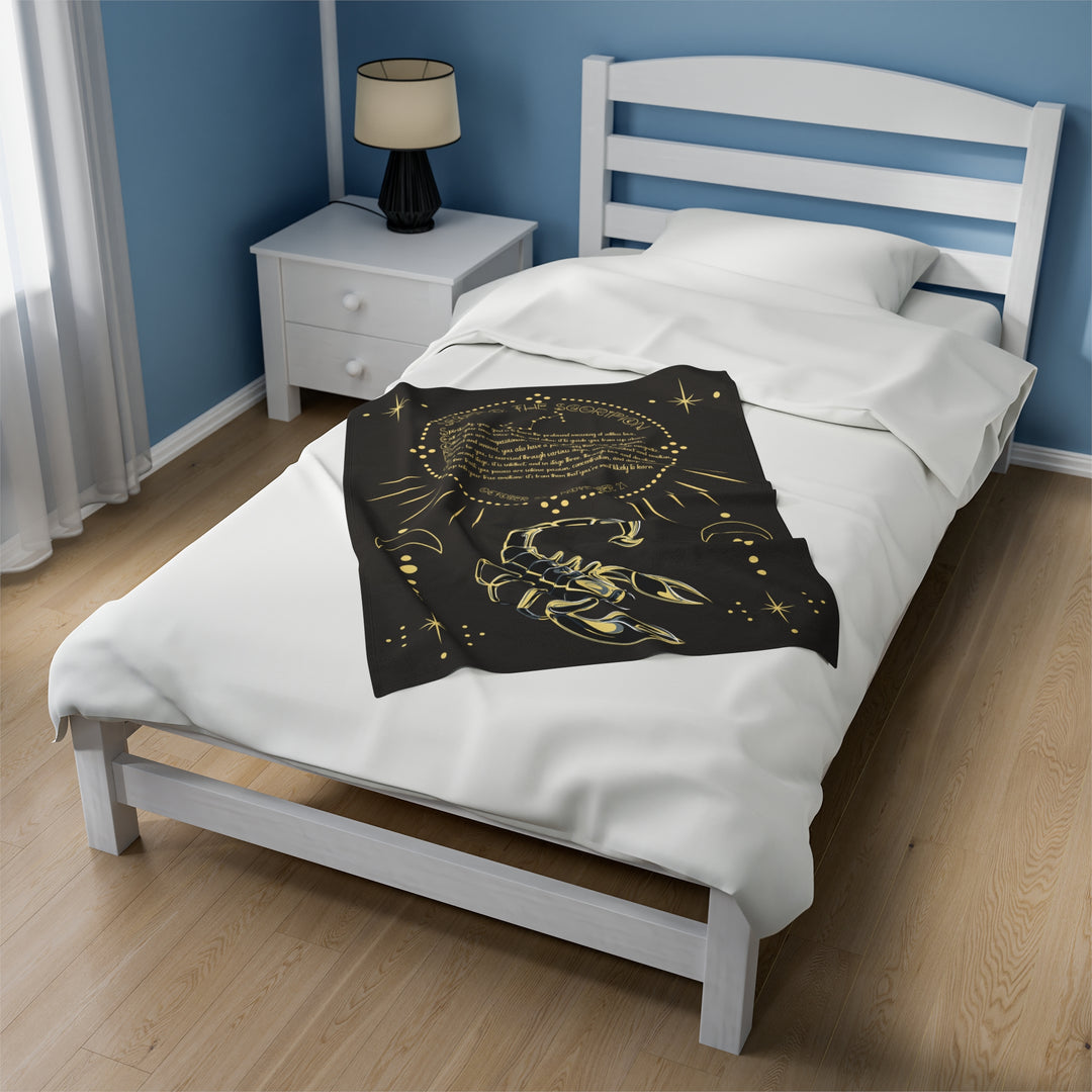Written in the Stars Velveteen plush blanket with acrostic poem spelling out "Scorpio"