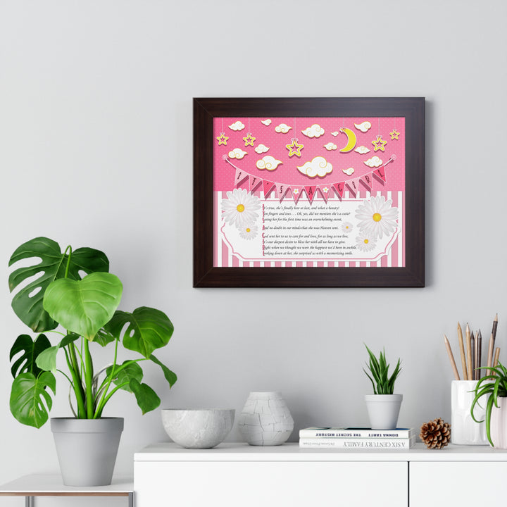 Baby Steps "It's a Girl" Framed Print - Pink Stripes -No Personalization