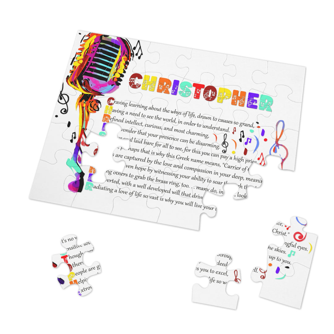 Namesakes Acrostic Name Poem Jigsaw Puzzle - Musical Notes and Mic - Tin Box
