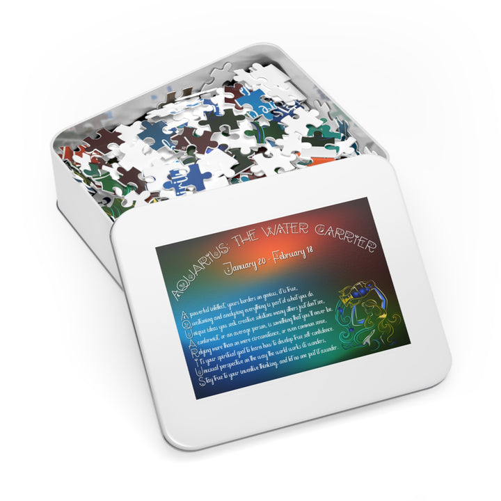 Aquarius Acrostic Poem Jigsaw Puzzle - Tin Box