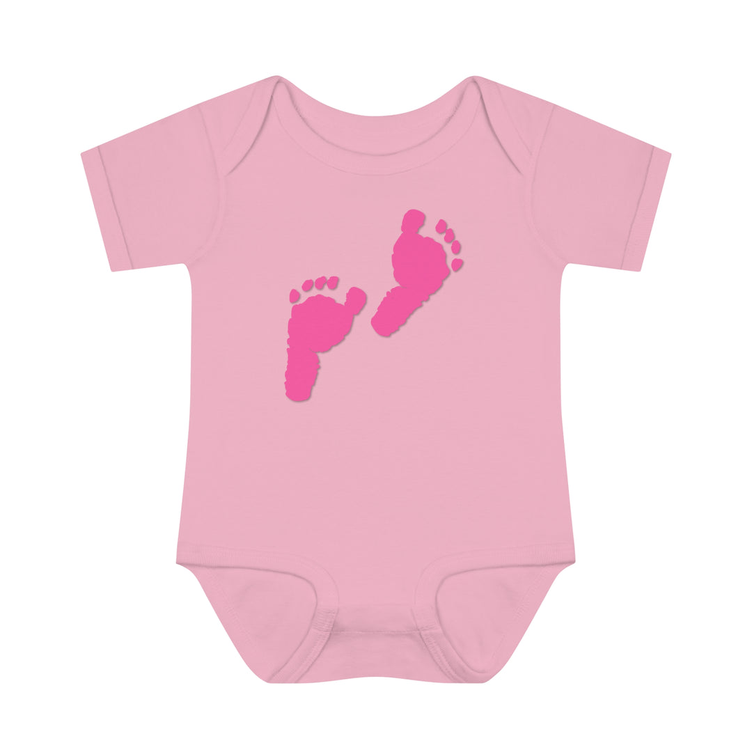 Baby Steps "Baby Feet" Acrostic Poem Bodysuit - Pink Footprints