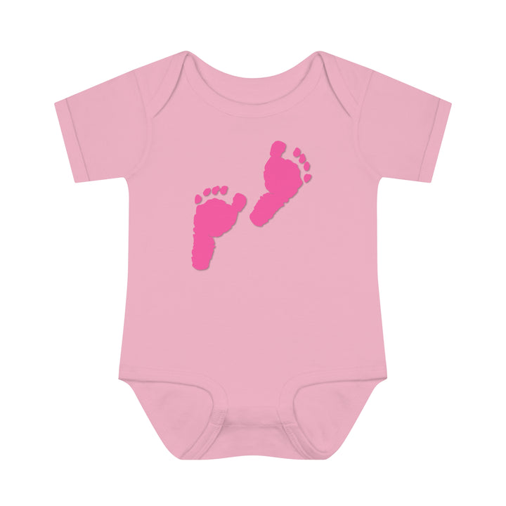 Baby Steps "Baby Feet" Acrostic Poem Bodysuit - Pink Footprints