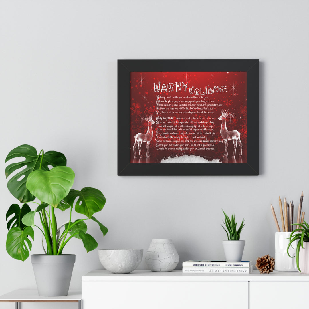 It's Just a Phrase "Happy Holidays" Framed Horizontal Acrostic Poem Poster