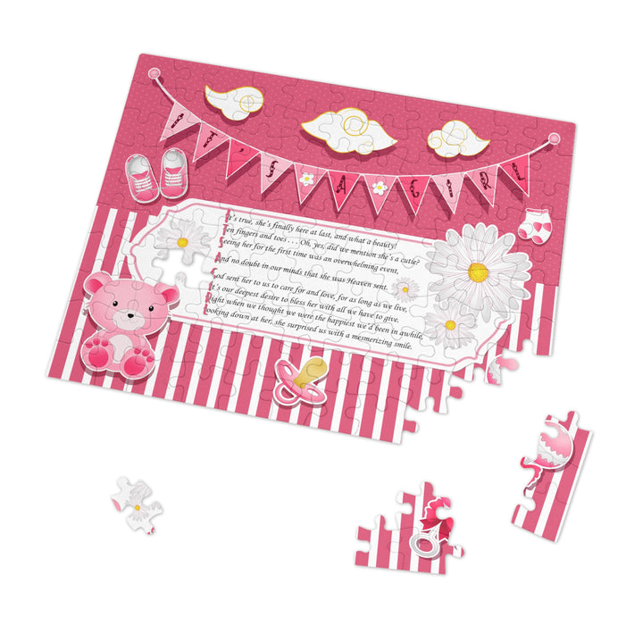 It's a Girl Acrostic Poem Puzzle - Banner and Stripes - No Personalization