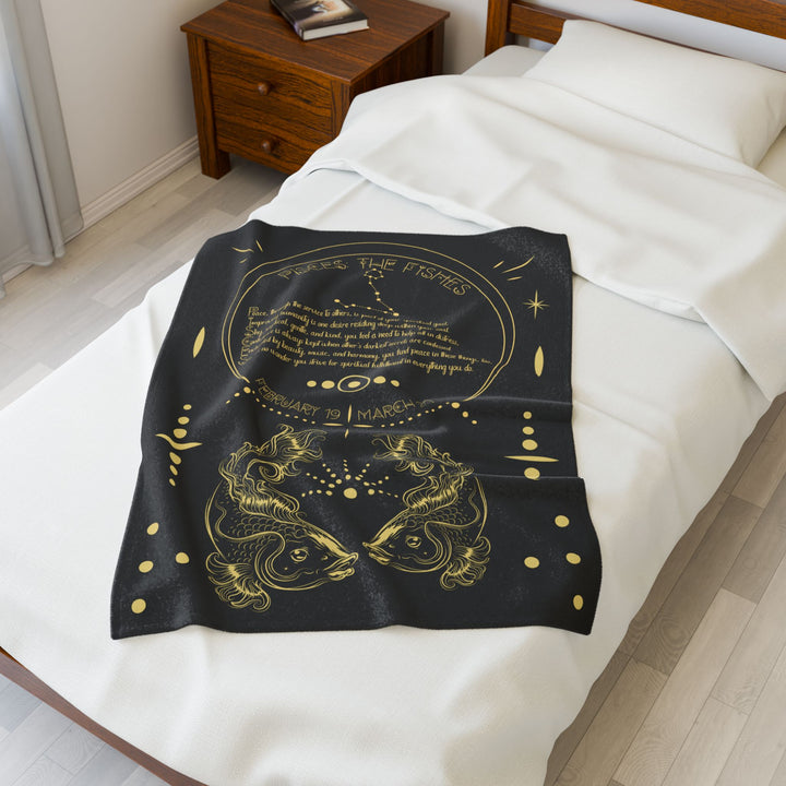 Pisces Acrostic Poem Velveteen Blanket