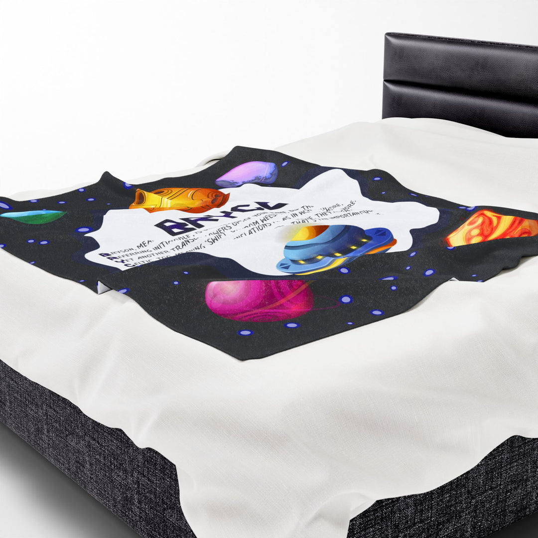 Namesakes Acrostic Poem Velveteen Plush Blanket - Space Design