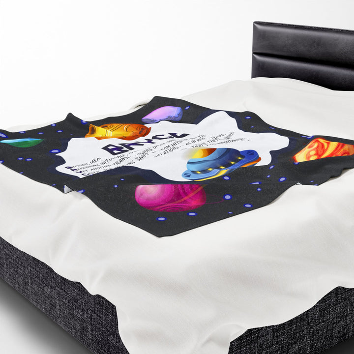 Namesakes Acrostic Poem Velveteen Plush Blanket - Space Design