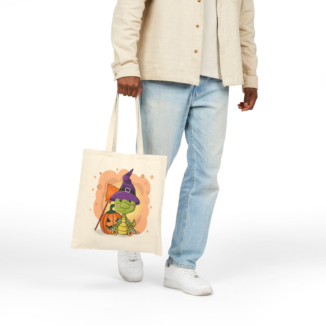 "Happy Halloween" Acrostic Poem Canvas Candy Tote Bag - Baby Dragon - No Personalization