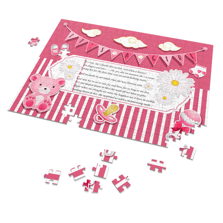It's a Girl Acrostic Poem Puzzle - Banner and Stripes - No Personalization