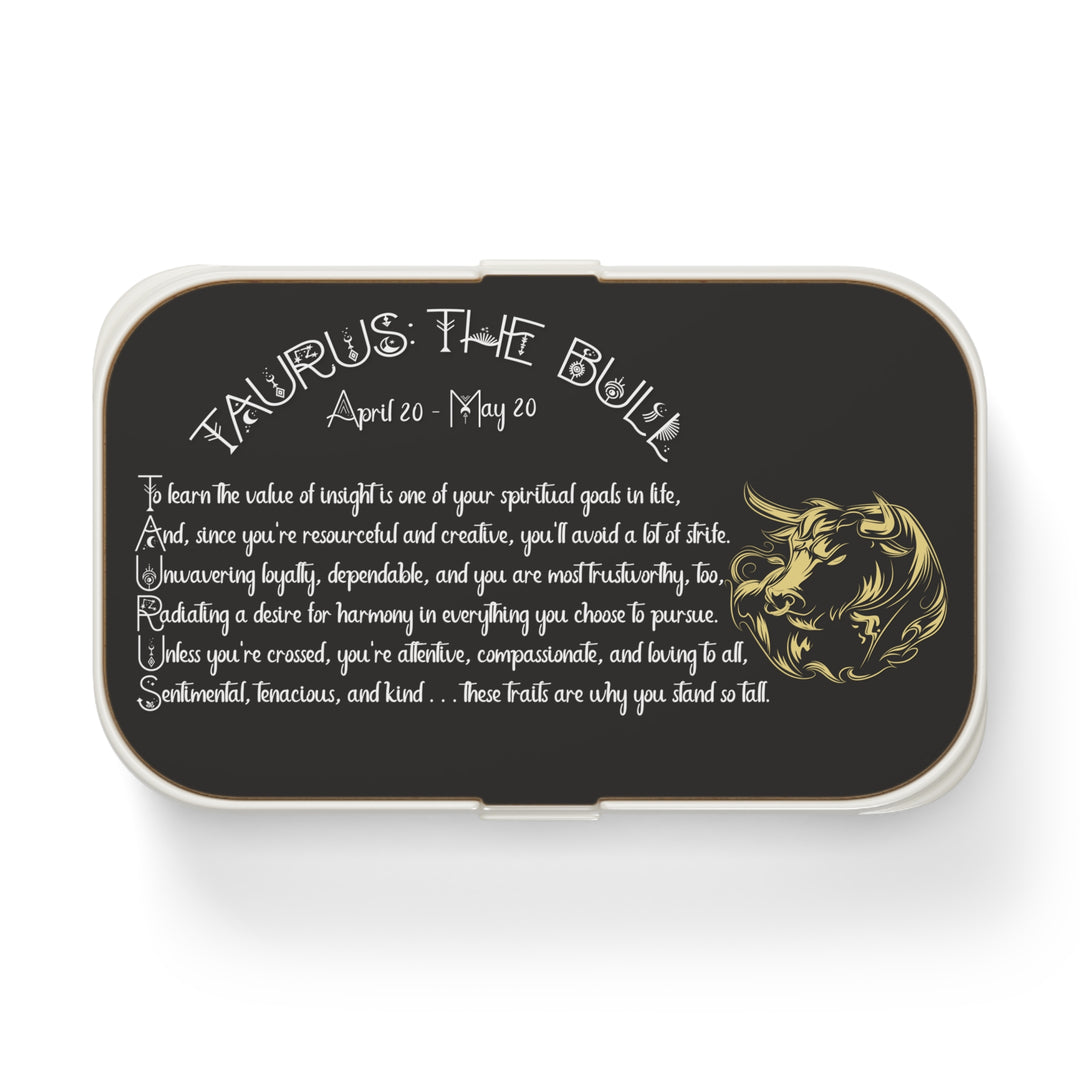 Taurus Acrostic Poem Bento Lunch Box - Wooden Lid
