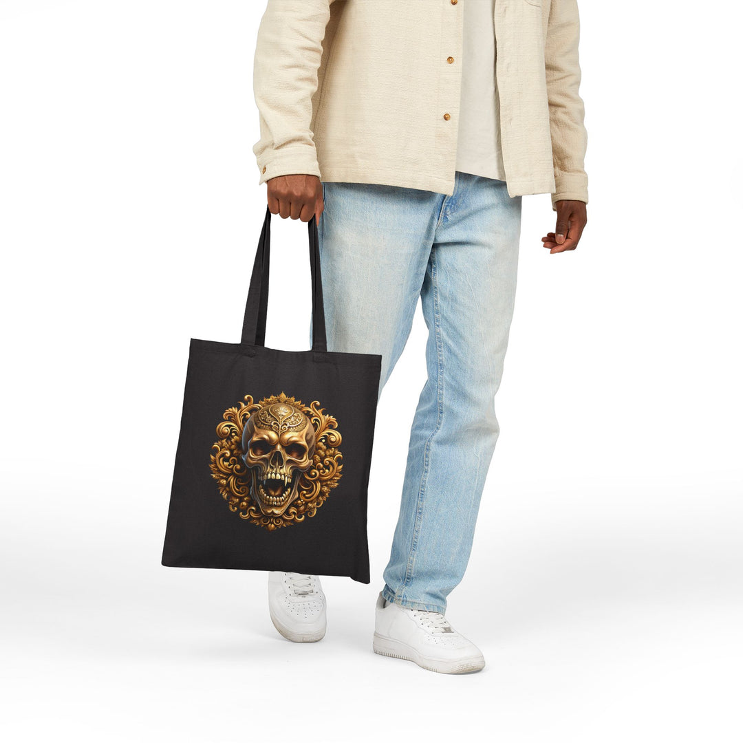 "Happy Halloween" Acrostic Poem Canvas Candy Tote Bag - Creepy Skull- No Personalization
