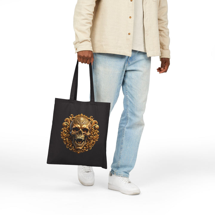 "Happy Halloween" Acrostic Poem Canvas Candy Tote Bag - Creepy Skull- No Personalization
