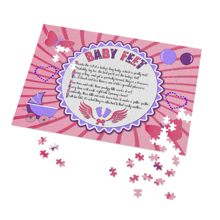 Baby Feet Acrostic Poem Puzzle - Baby feet - Pink-Wings - Tin Box