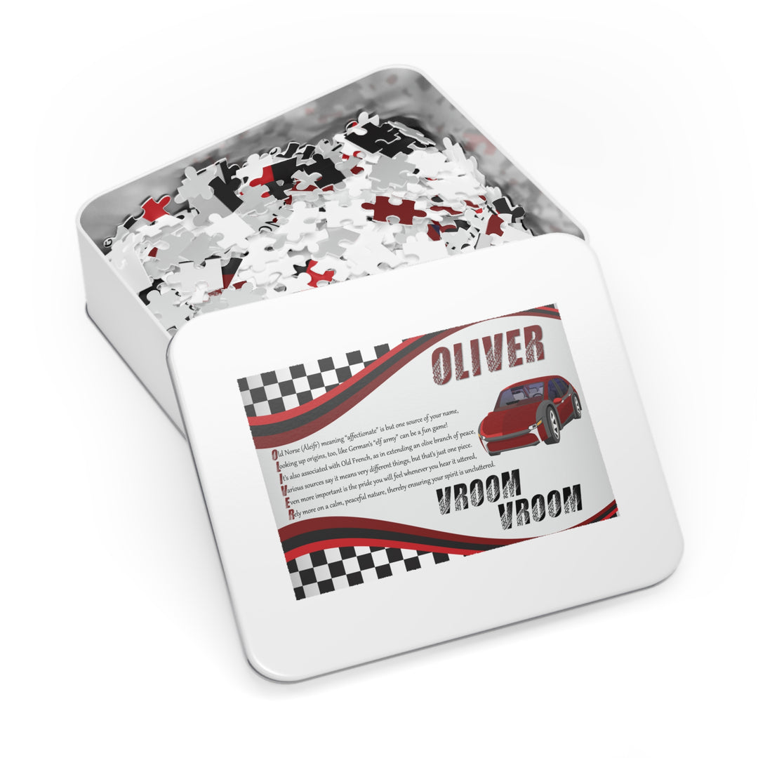 Namesakes Acrostic Name Poem Jigsaw Puzzle - Vroom, Vroom - Tin Box