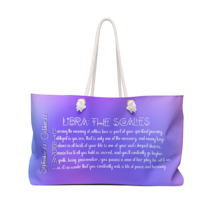Weekender Bag with Acrostic Poem Spelling out "Libra"