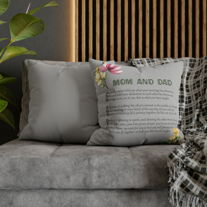 It's Just a Phrase "Mom and Dad" Acrostic Poem Grey Pillow Case/Cover
