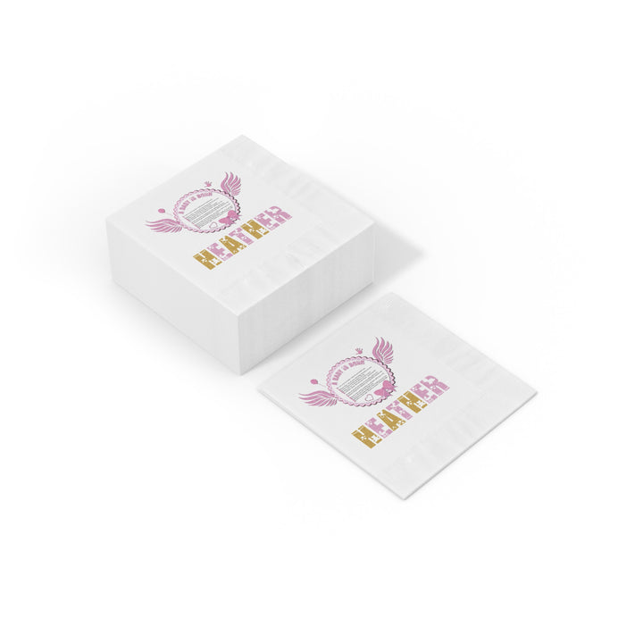A Baby is Born Baby Shower Coined Napkins - Pink Wings - Personalized