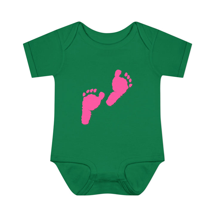 Baby Steps "Baby Feet" Acrostic Poem Bodysuit - Pink Footprints