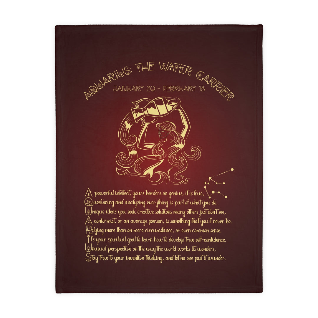 Aquarius Acrostic Poem Velveteen Microfiber Blanket (Two-sided print)