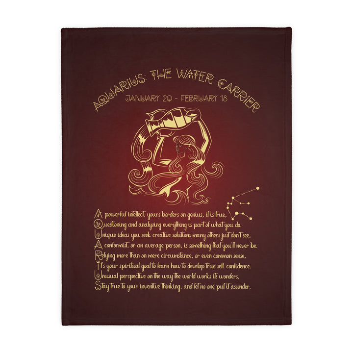 Aquarius Acrostic Poem Velveteen Microfiber Blanket (Two-sided print)