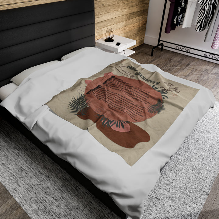 It's Just a Phrase Velveteen Plush Blanket with Acrostic Poem "Darling Daughter" - Boho Design