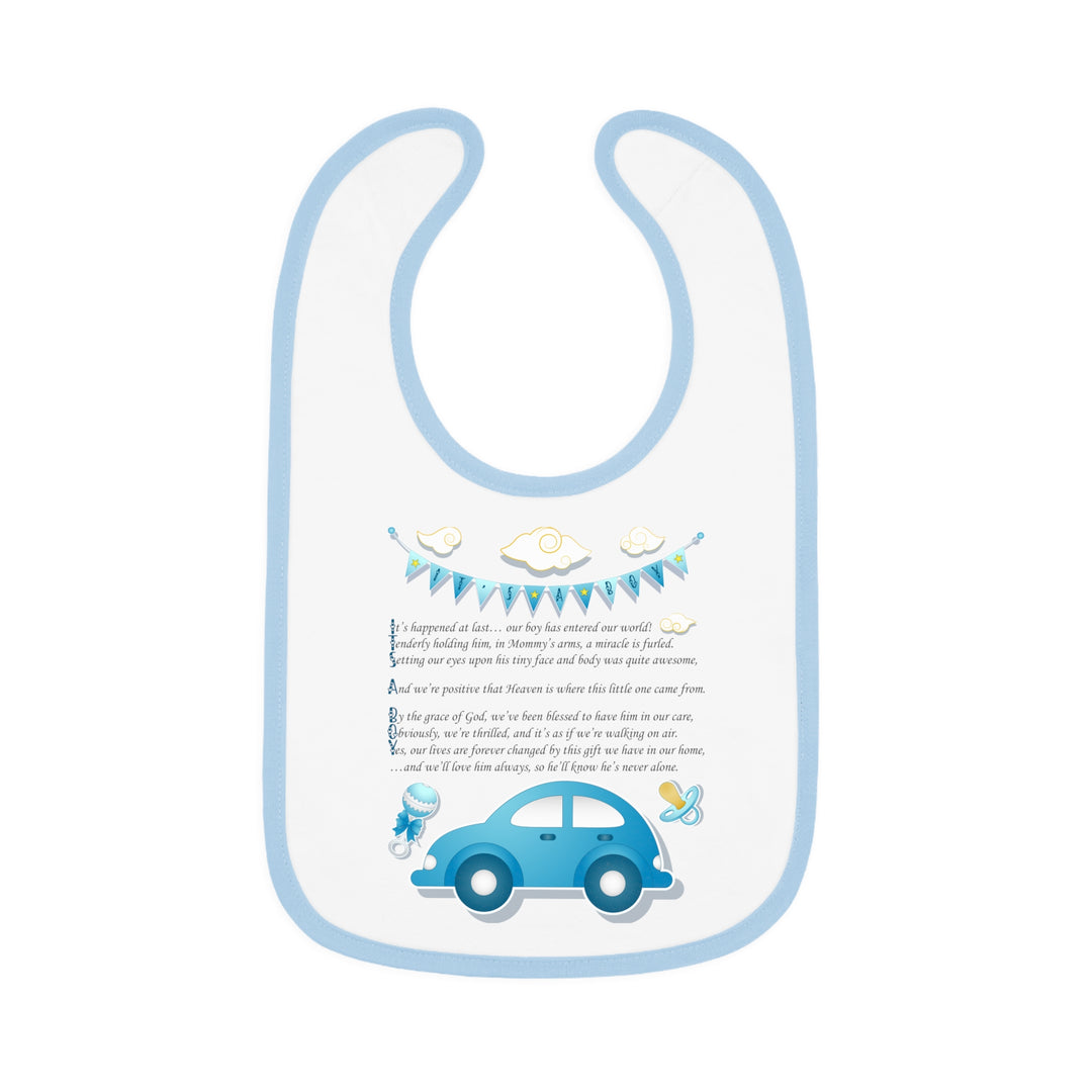 "It's a Boy" Acrostic Poem  Contrast Trim Jersey Bib - Contrast Trim Jersey Bib - Banner-Car
